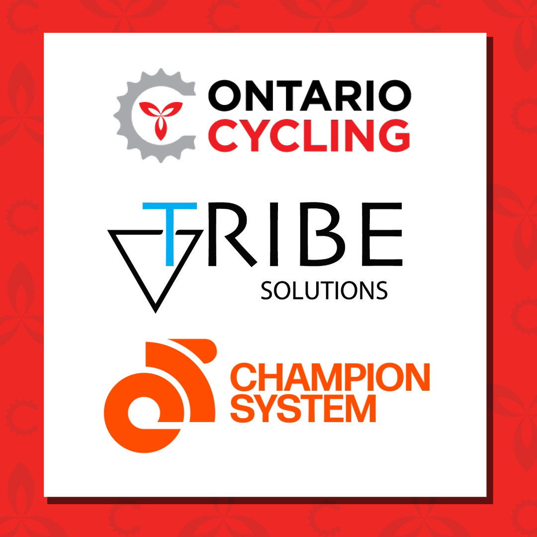 Ontario Cycling, Tribe Solutions and Champion System logos
