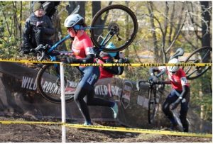 Nikka Kaufman Ascending a cyclocross hill on foot